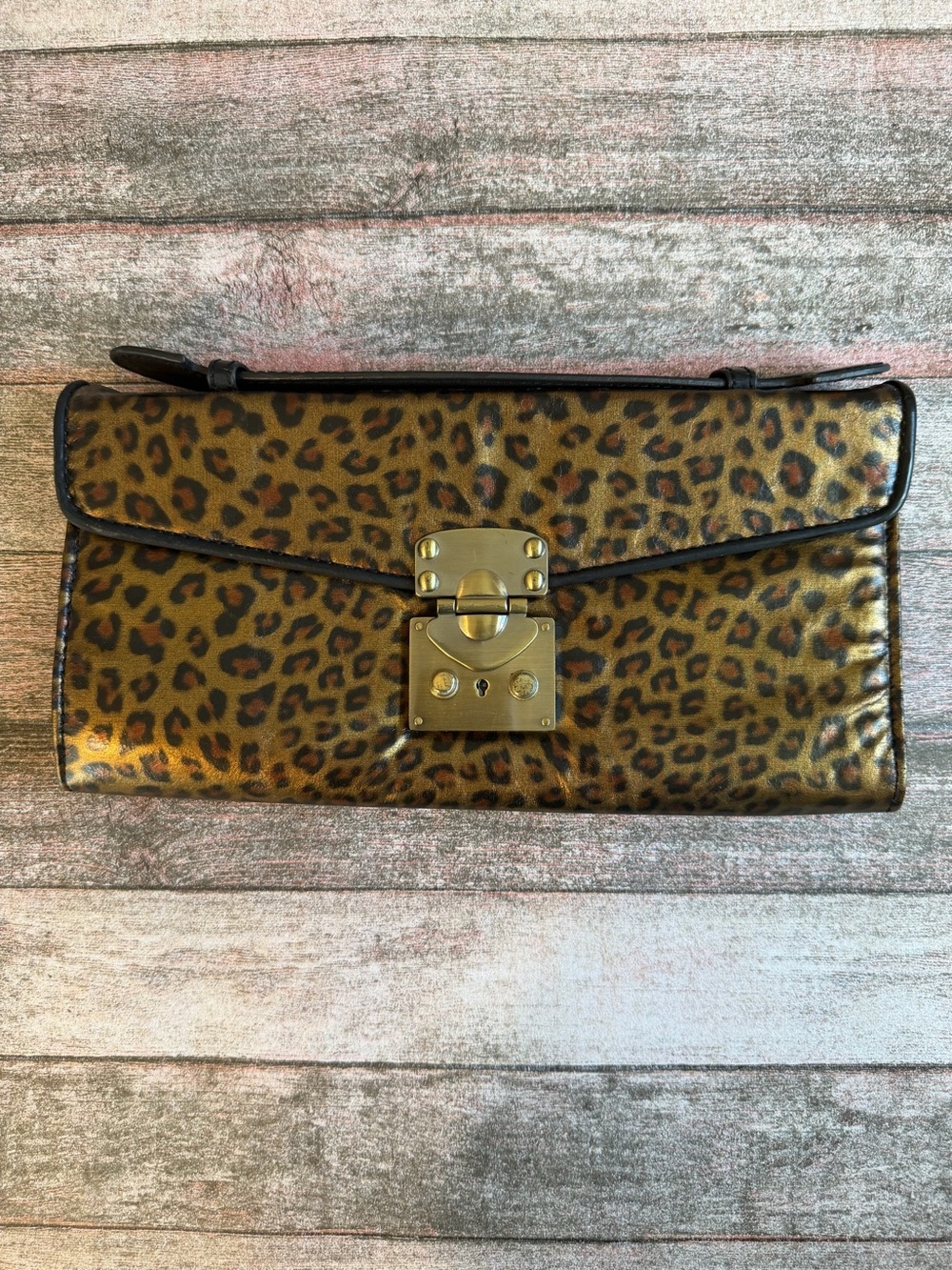 The Limited Leopard Print Clutch with Gold-Tone Lock